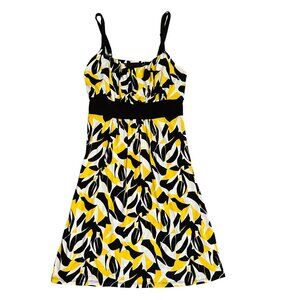Marianne Black Yellow White Abstract Print Fit Flare Sundress Women's Size 1X